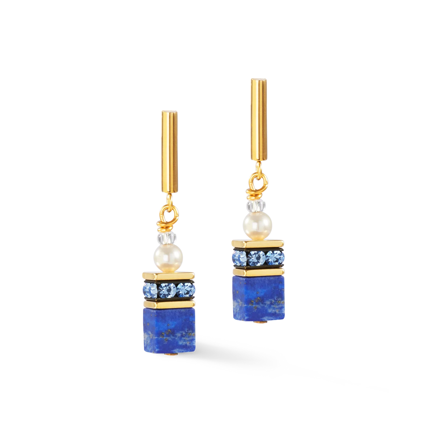 GeoCUBE® Precious Fusion Pearls earrings blue - Image 2