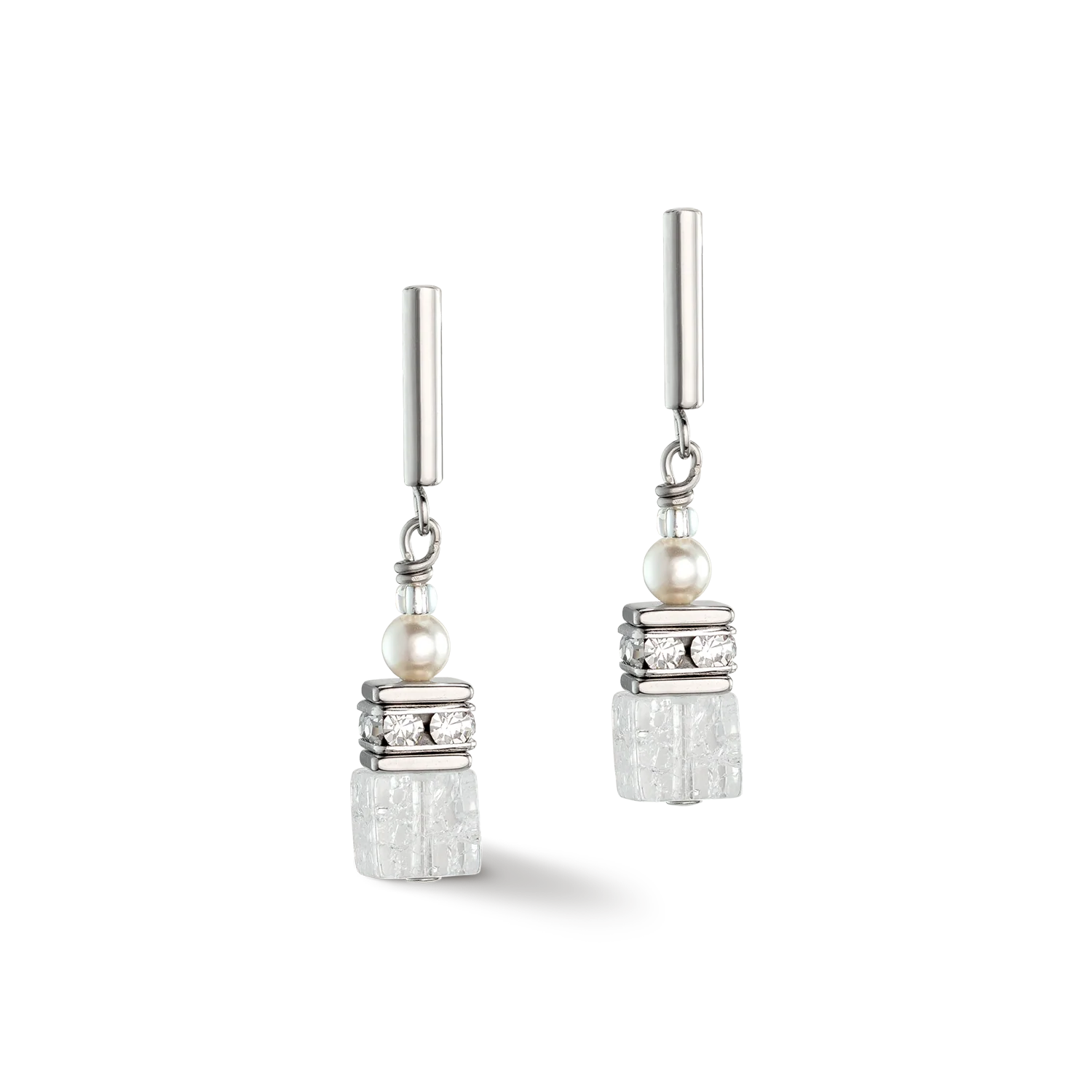 GeoCUBE® Precious Fusion Pearls earrings white