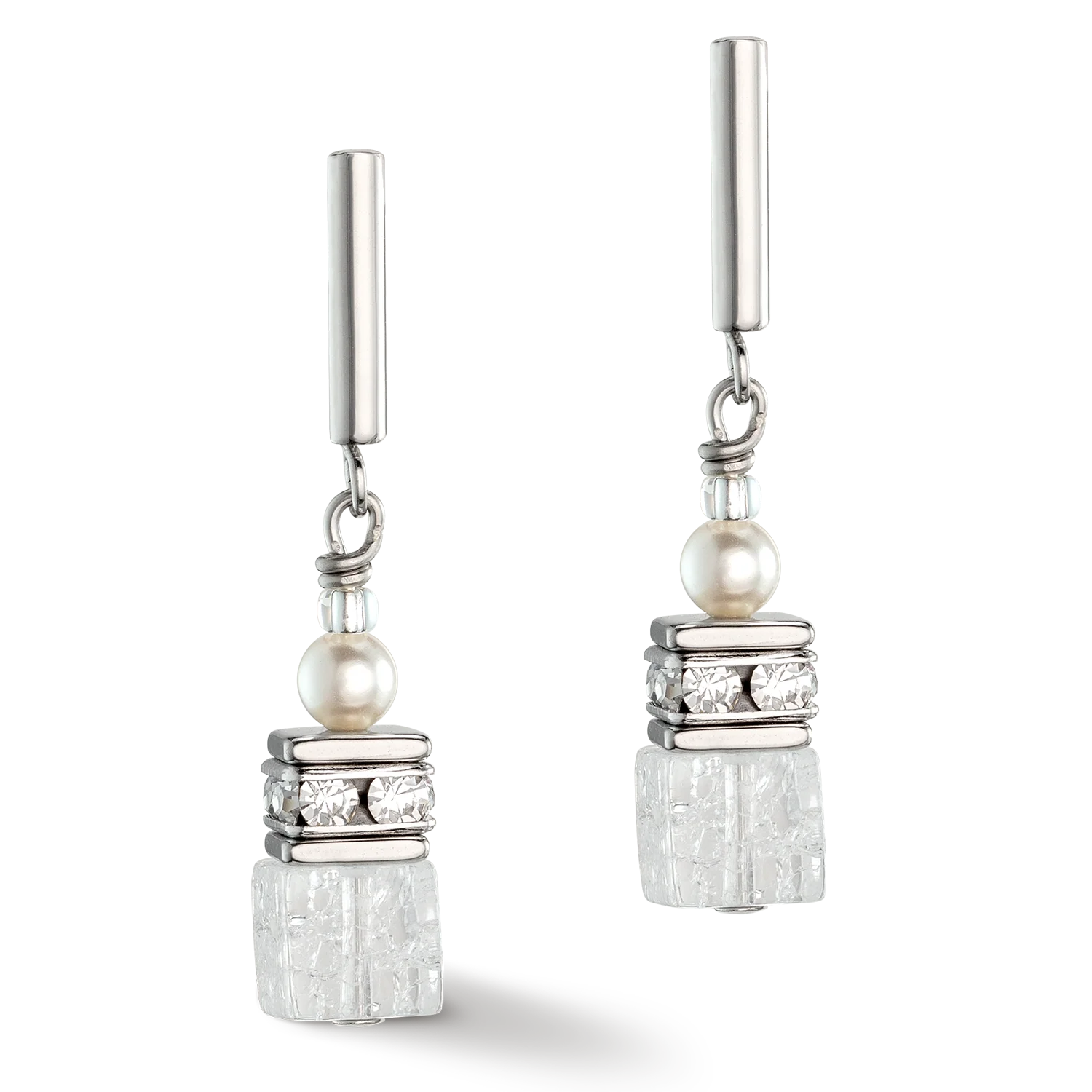GeoCUBE® Precious Fusion Pearls earrings white - Image 2