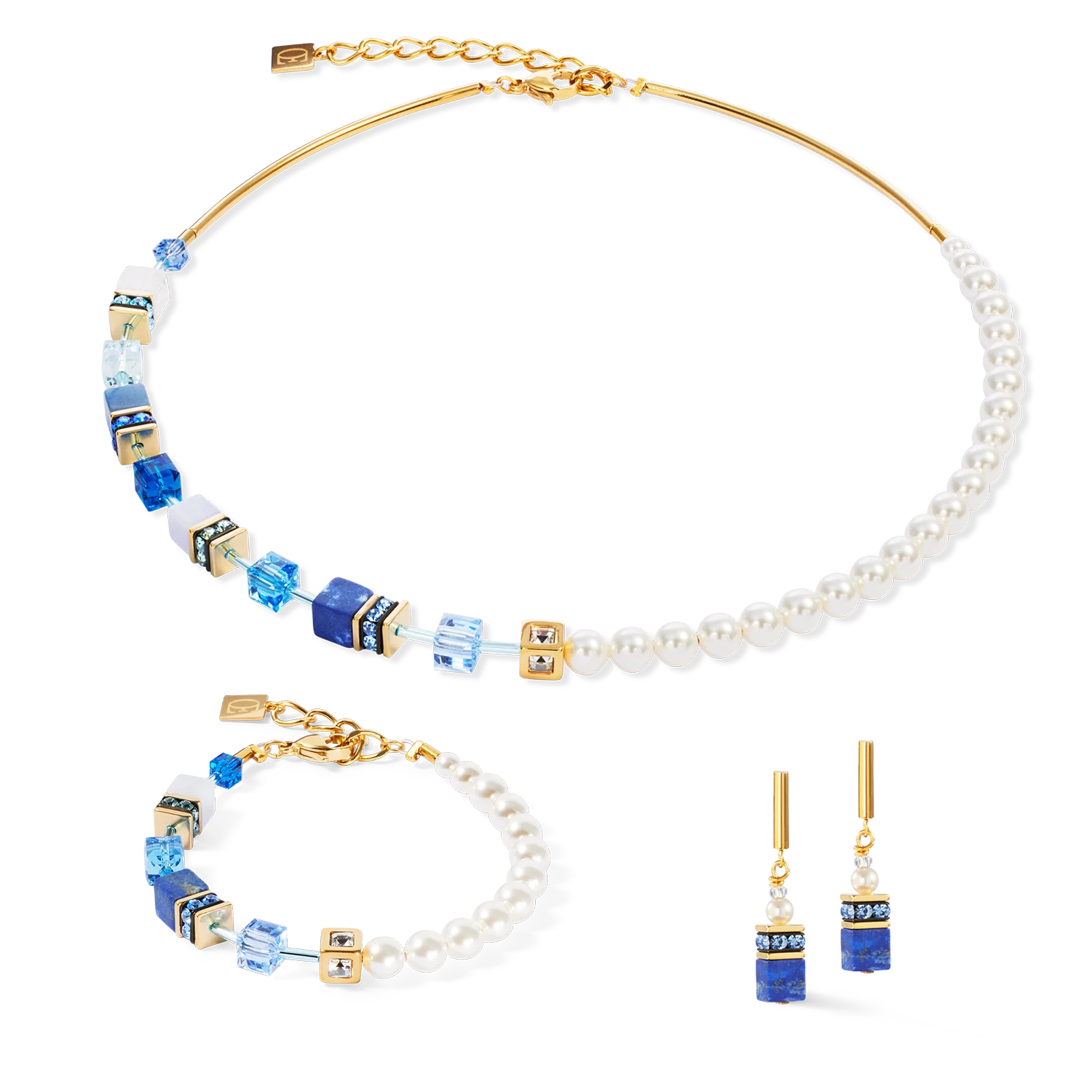 GeoCUBE® Precious Fusion Pearls necklace blue - Image 3