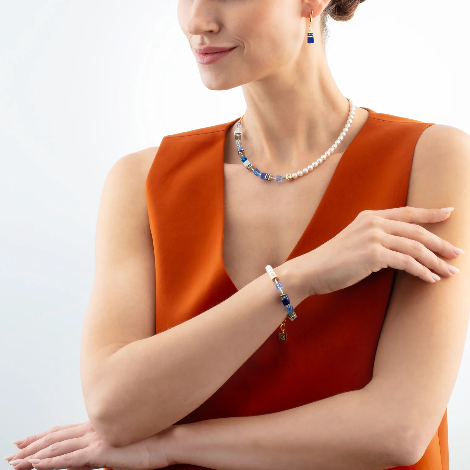 GeoCUBE® Precious Fusion Pearls necklace blue - Image 4