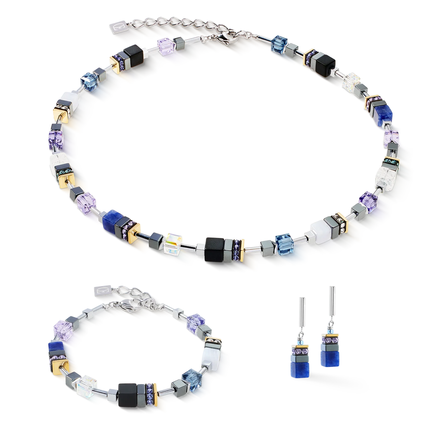 GeoCUBE® Precious Motion earrings Blue Moon Bicolour - Image 3
