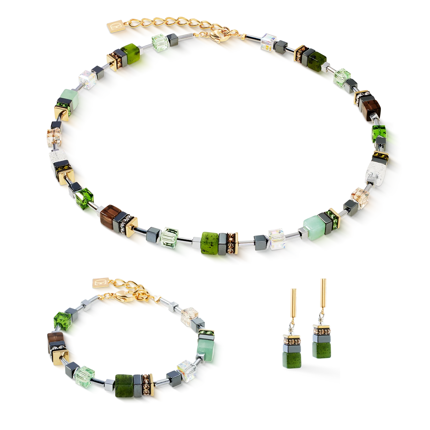 GeoCUBE® Precious Motion earrings Forest Light gold - Image 3