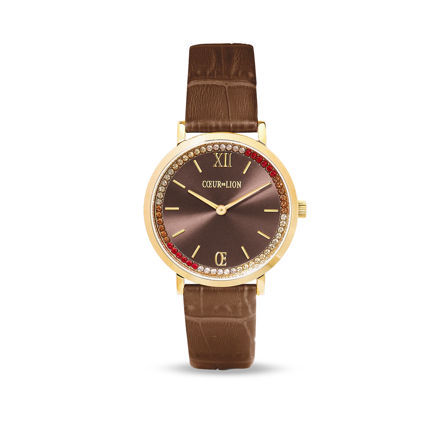 Gift Set Watch Round Sparkling brown & Bracelet Wave Cube Flow gold-brown - Image 3