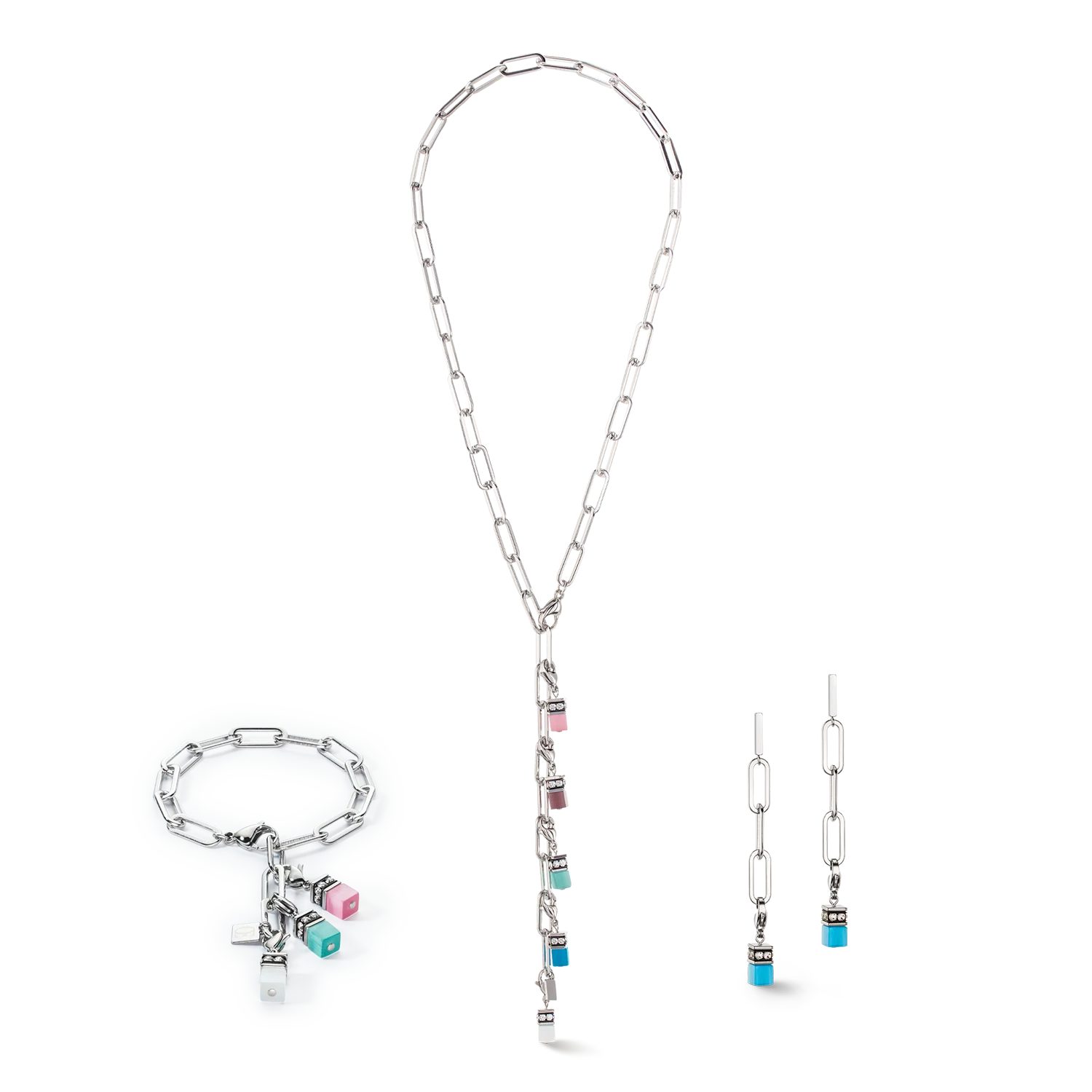 Happy Iconic Cube charm earrings silver pastel - Image 3