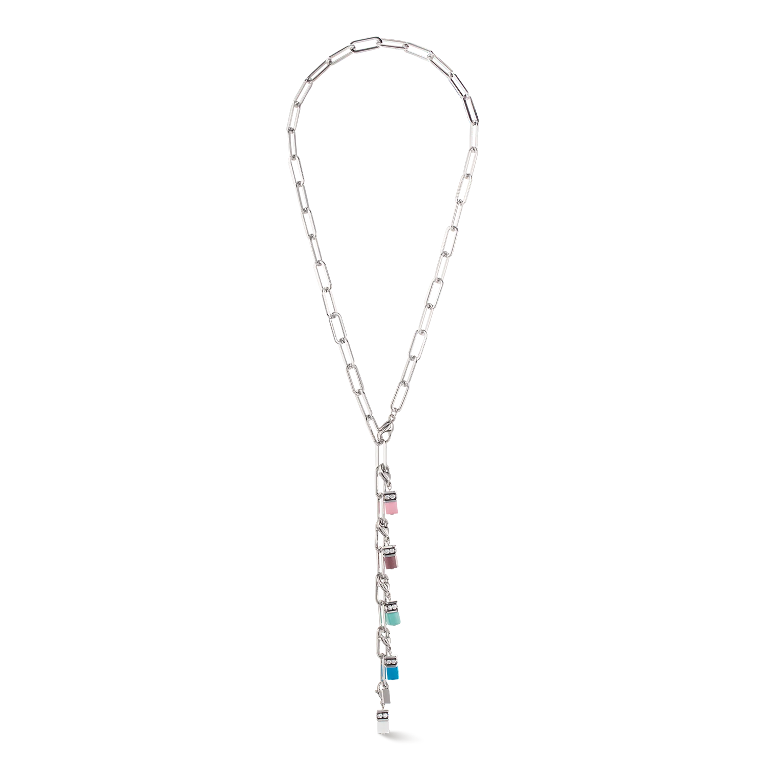 Happy Iconic Cube charm necklace silver pastel