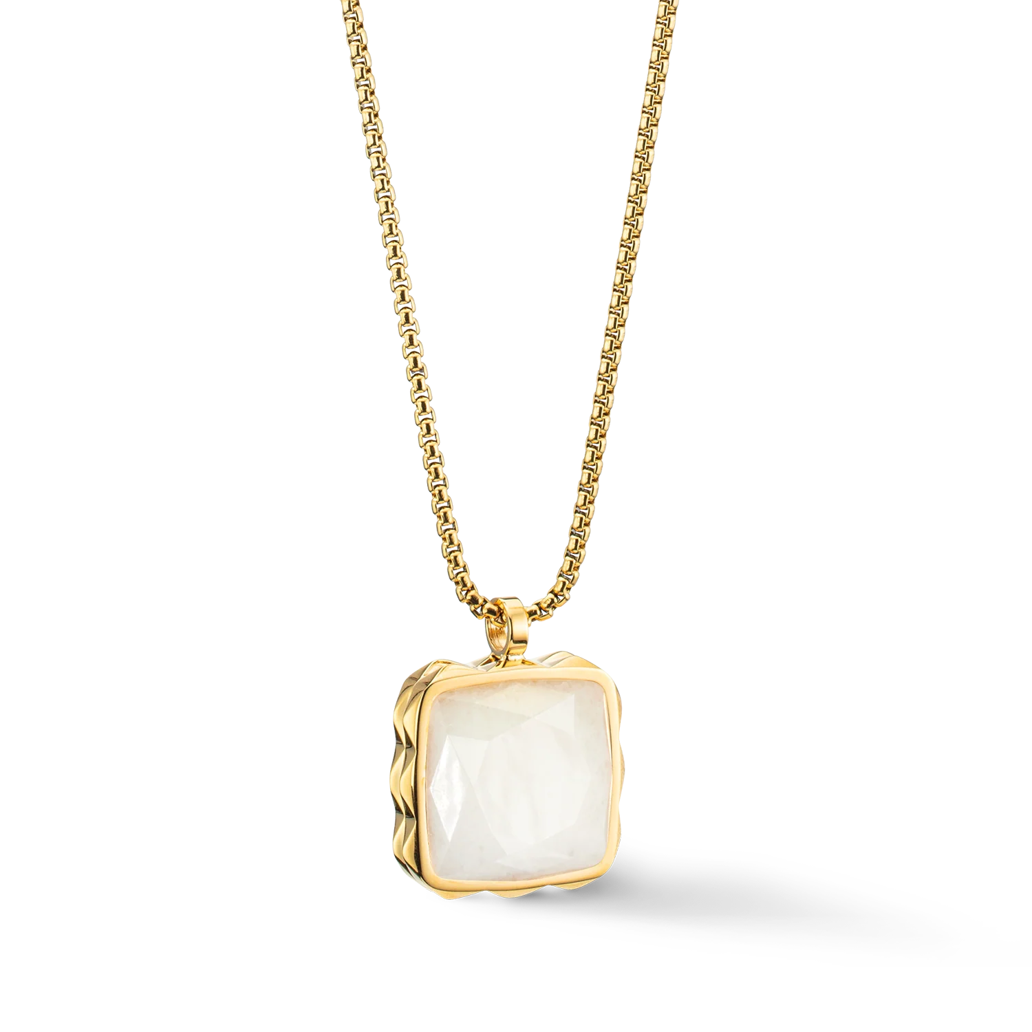 Necklace Amulet Spikes Square Jade gold-white - Image 2