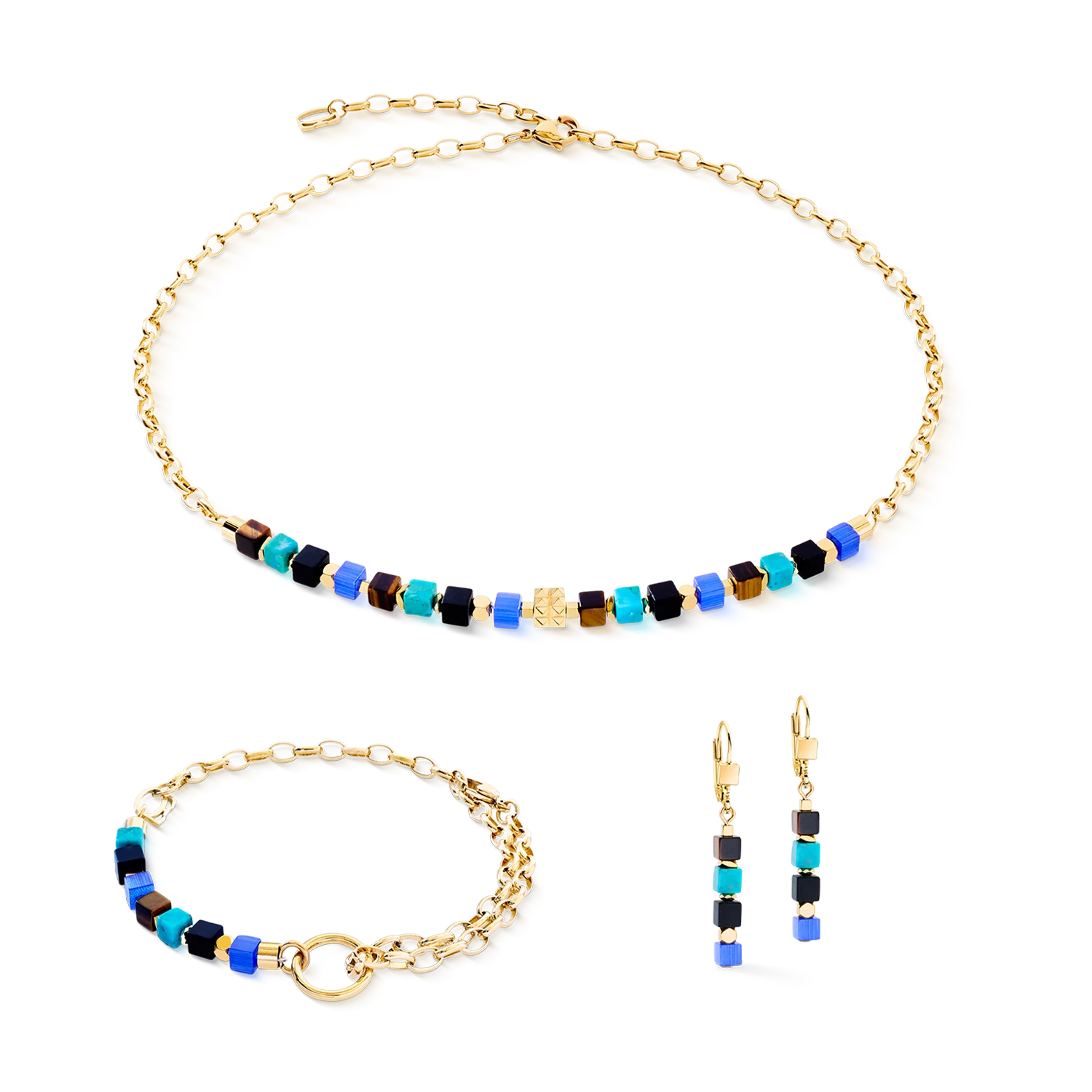 Necklace Cube Mosaic Lagoon gold - Image 3