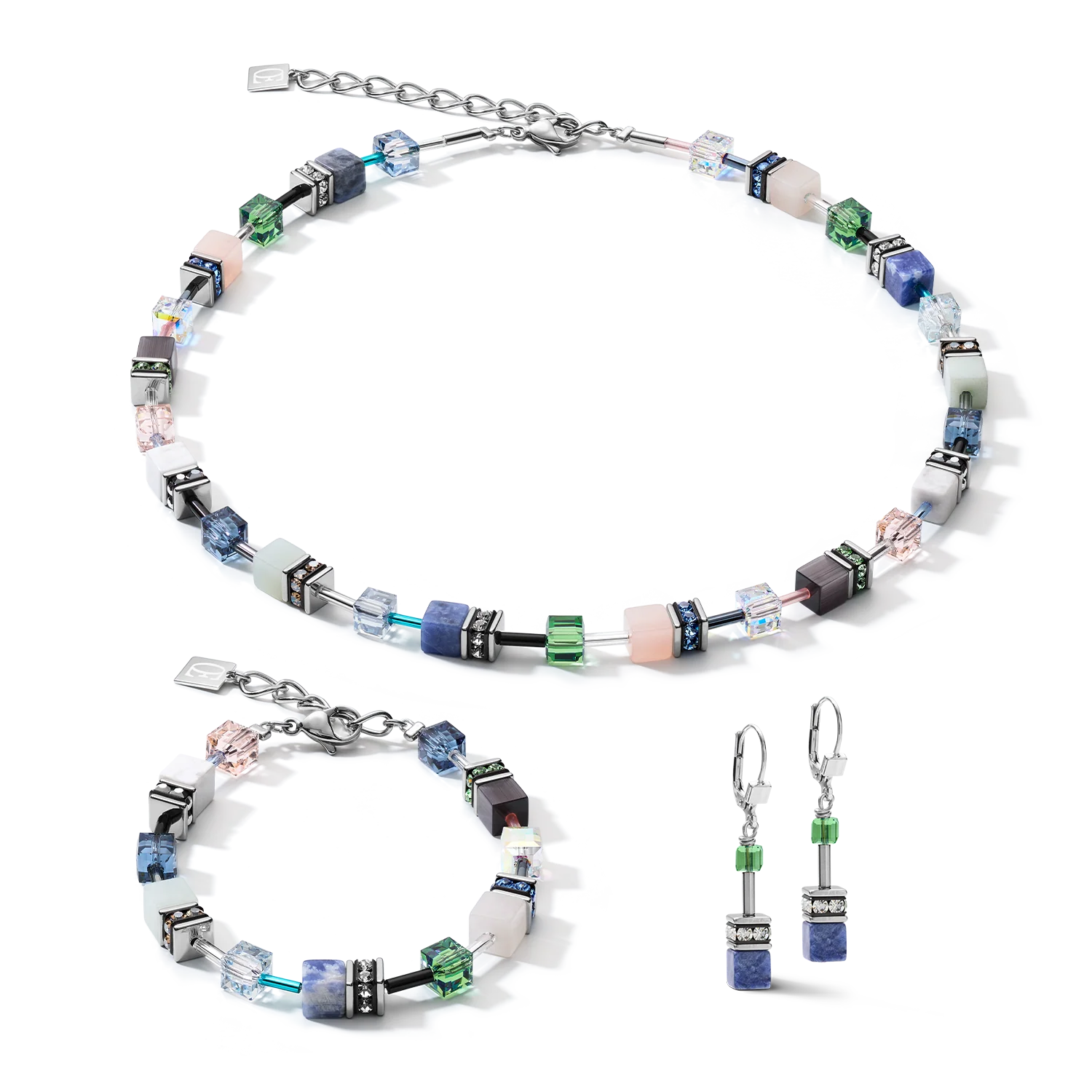 Necklace GeoCUBE® Crystals & Gemstones blue-green - Image 3