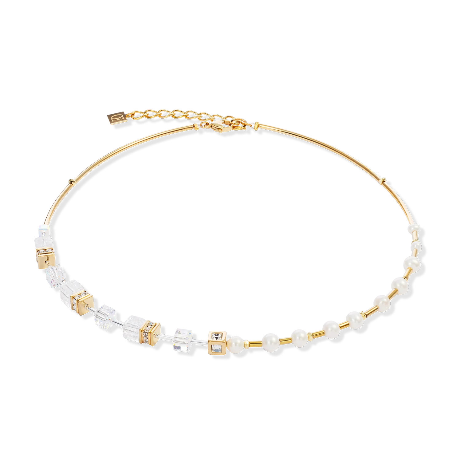Necklace GeoCUBE® Fusion Precious Pearl Mix gold-white