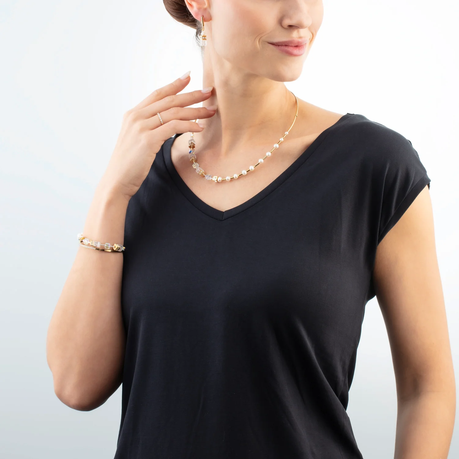 Necklace GeoCUBE® Fusion Precious Pearl Mix gold-white - Image 4