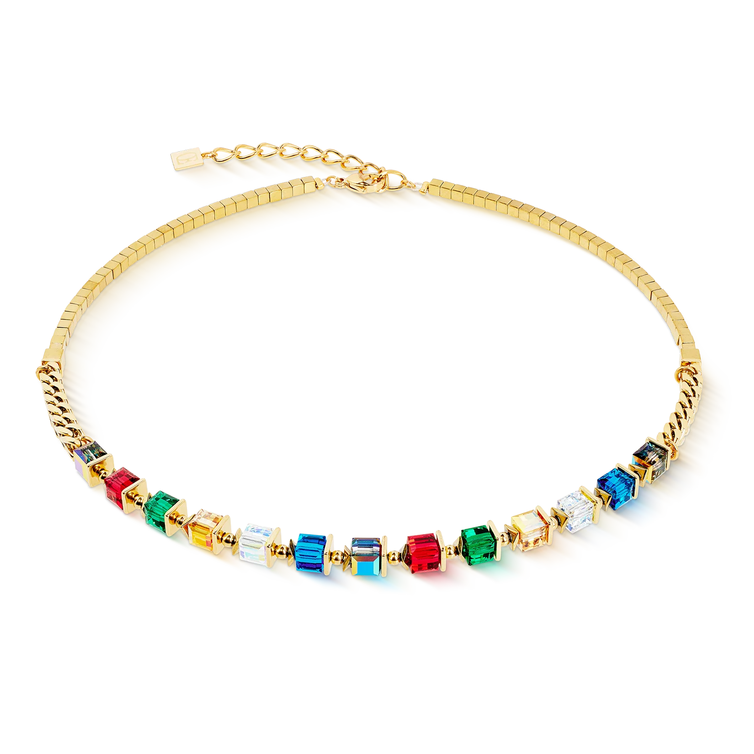 Necklace Sparkling Cubes Fusion Chain gold-multicolour