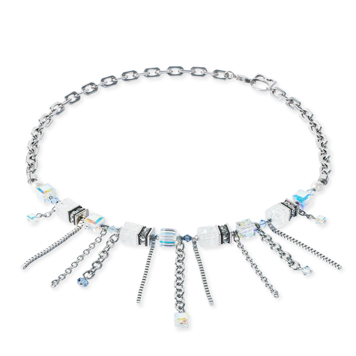 Necklace Sunray Cube Bohème silver-white
