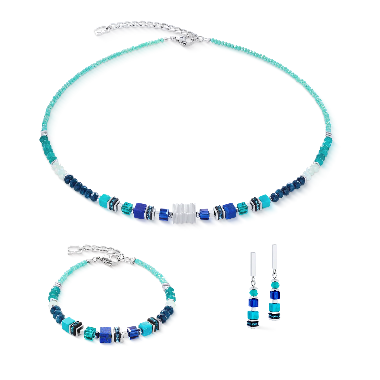Necklace Wave Precious Flow silver-teal - Image 3