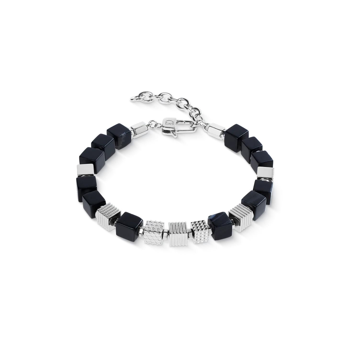 Onyx Graphic Cubes Bracelet in Stainless Steel