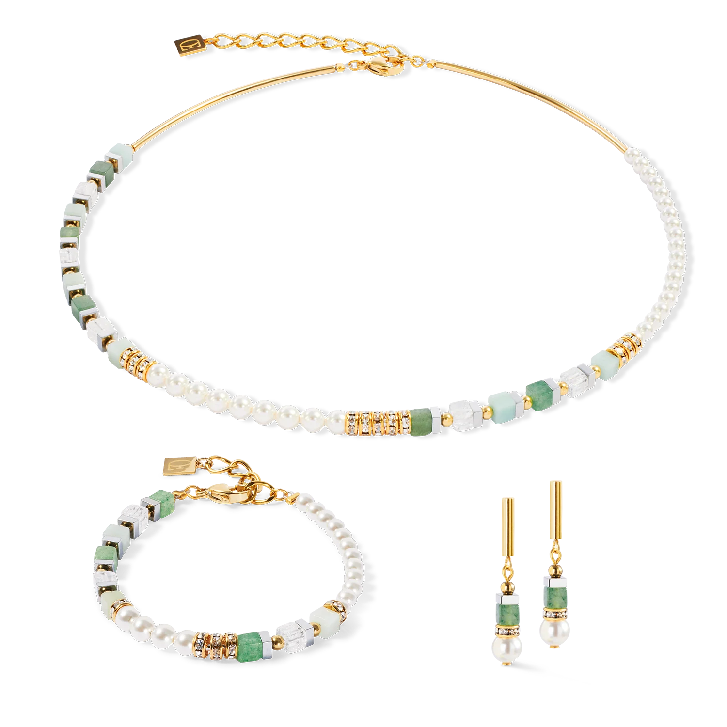 Precious Fusion Offset earrings gold-green - Image 3