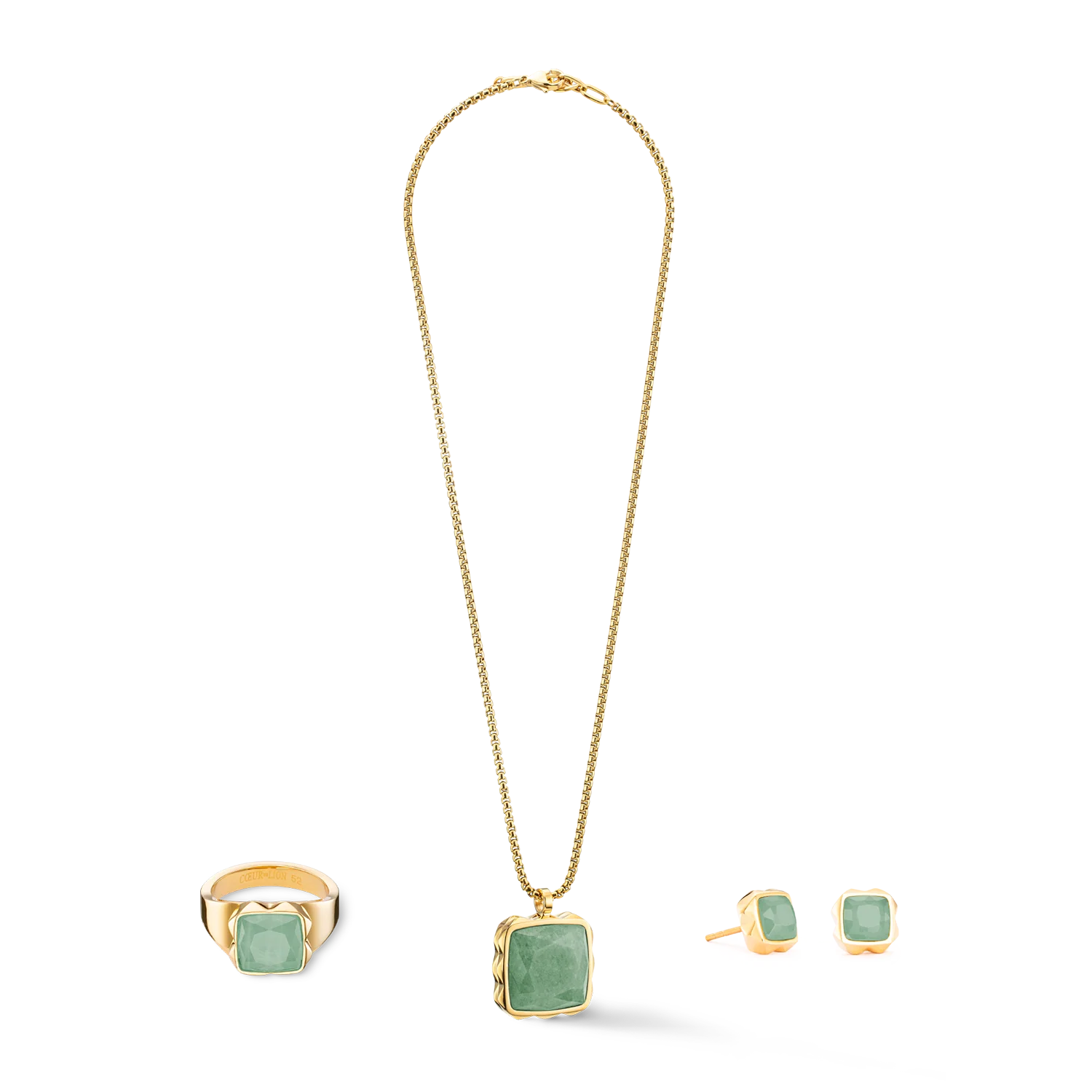 Ring Spikes Square Aventurine gold-green - Image 3