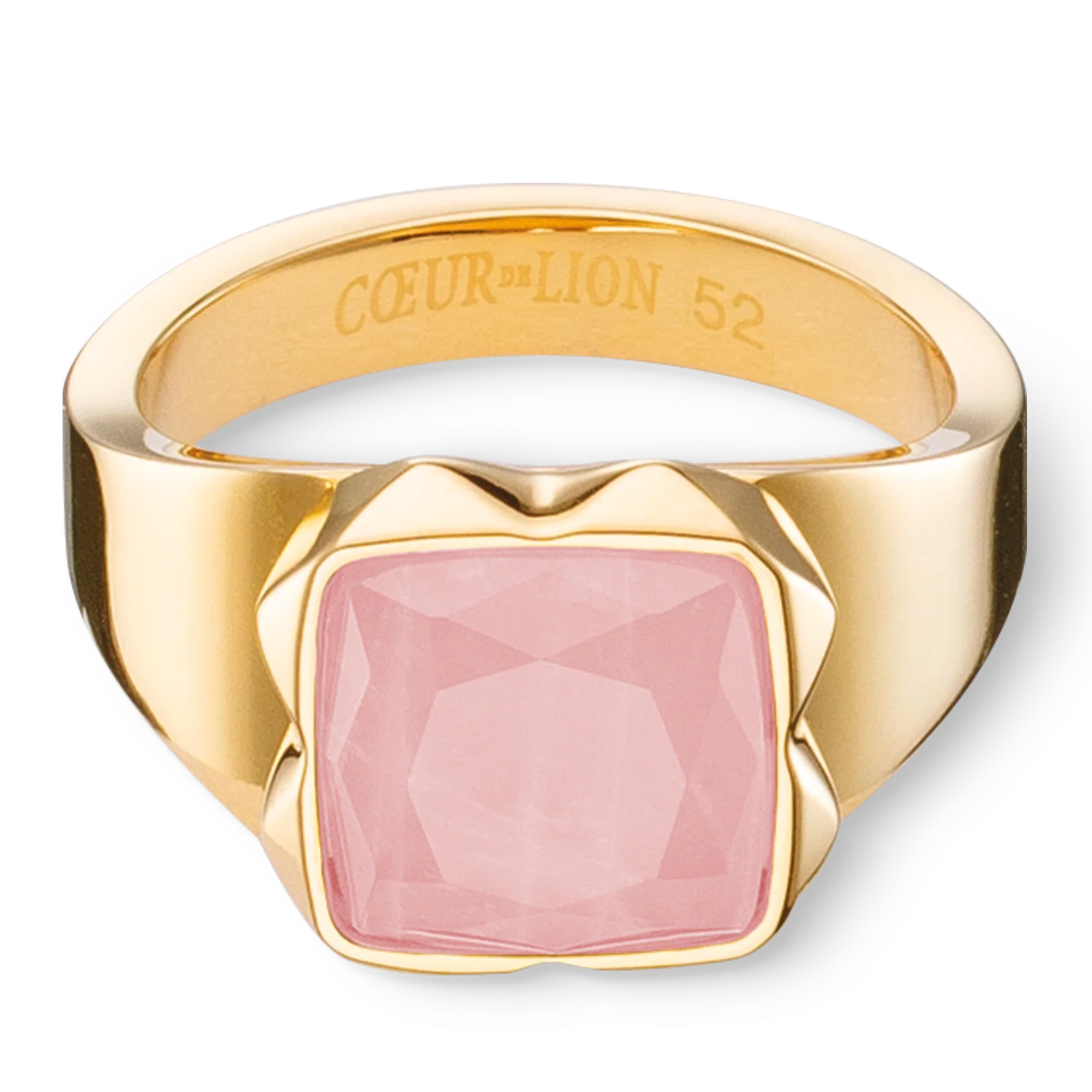Ring Spikes Square Rose Quartz gold-pink - Image 2