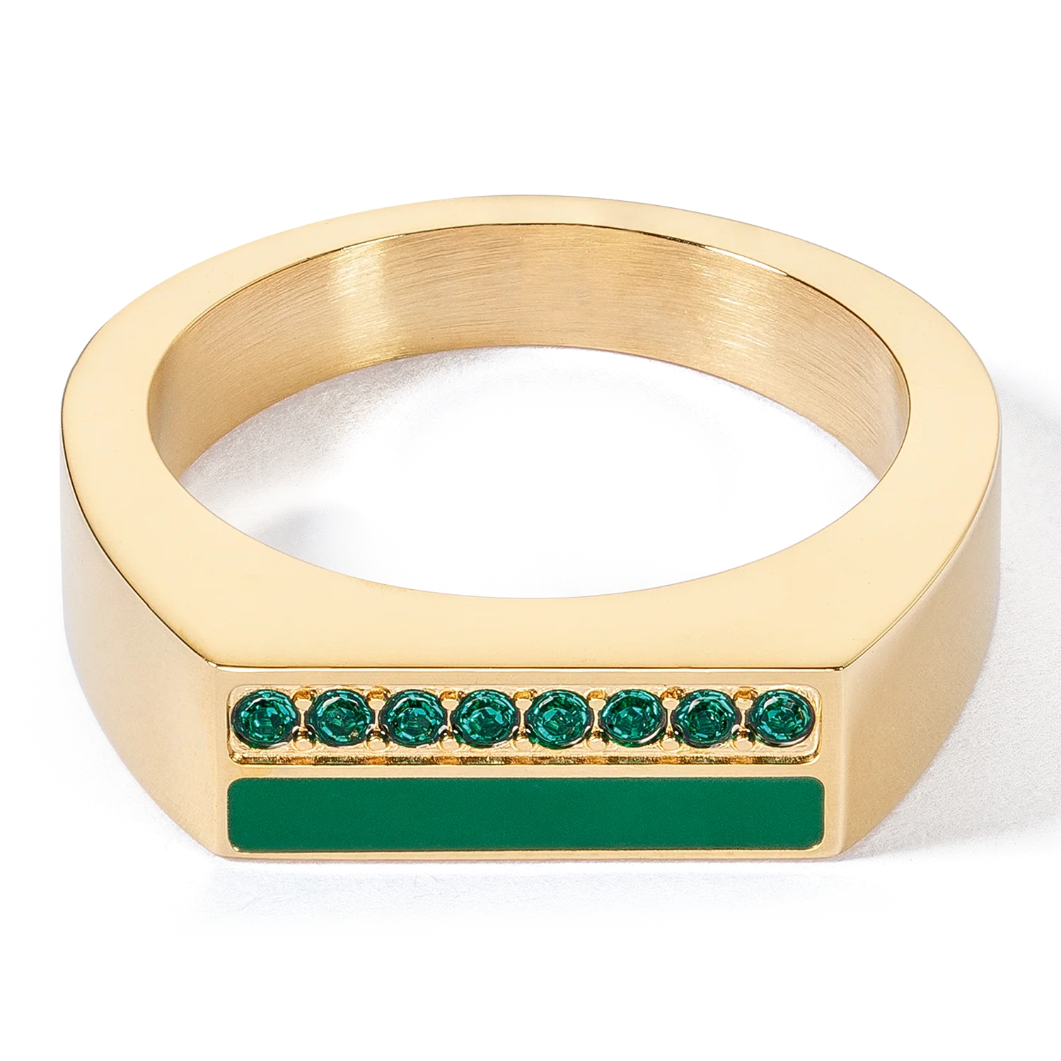 Ring Square Stripes gold-green - Image 2