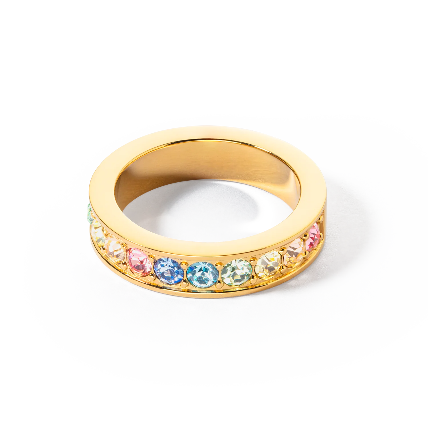 Ring stainless steel & crystals gold multi pastel - Image 2