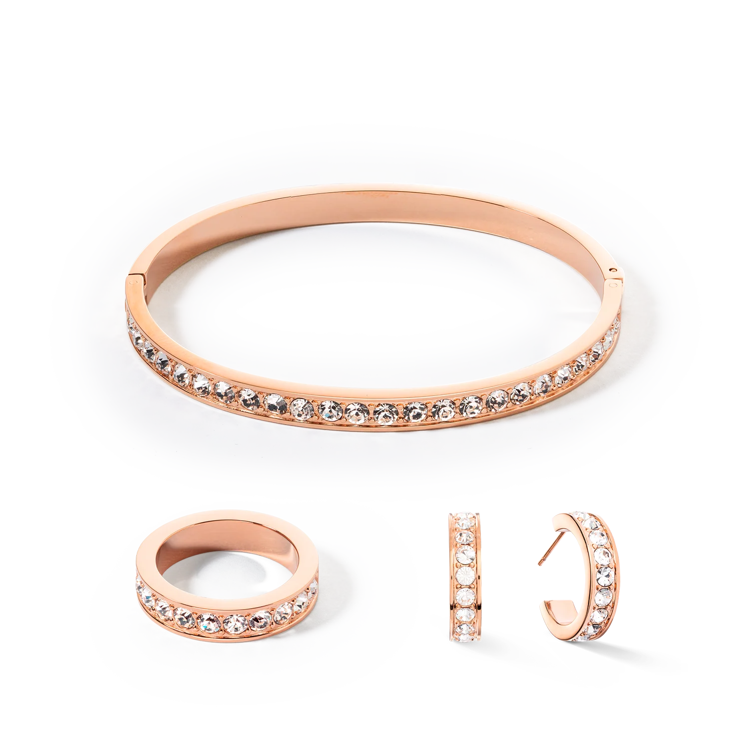 Ring stainless steel & crystals rose gold crystal - Image 3