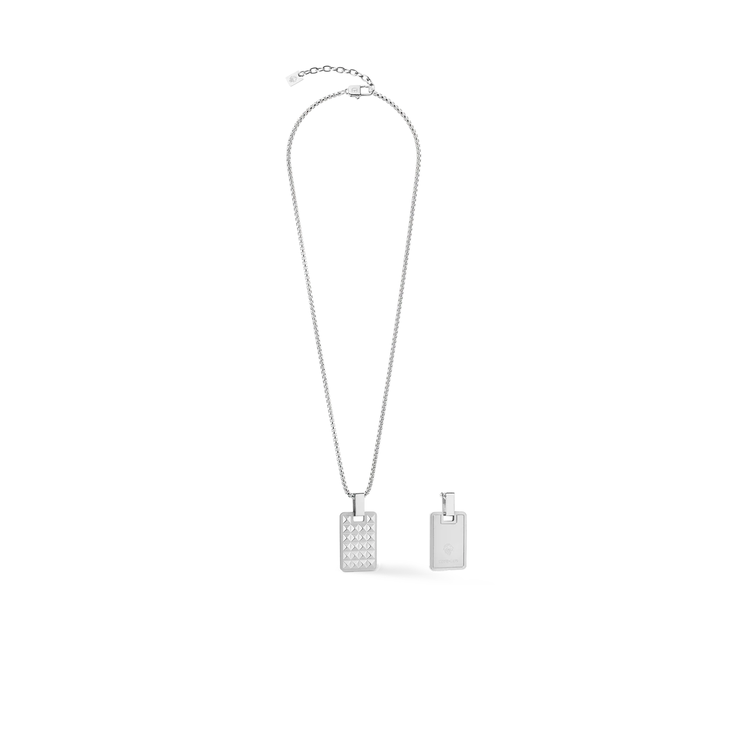 Spikes Silver Stainless Steel Necklace with Reversible Pendant