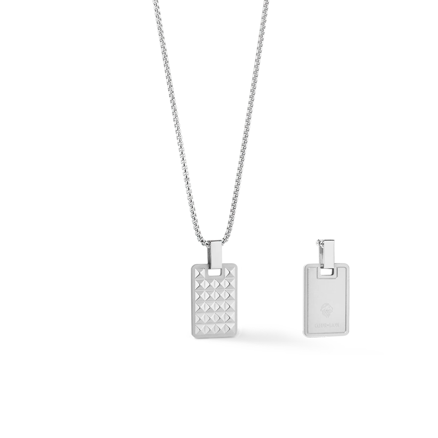 Spikes Silver Stainless Steel Necklace with Reversible Pendant - Image 2
