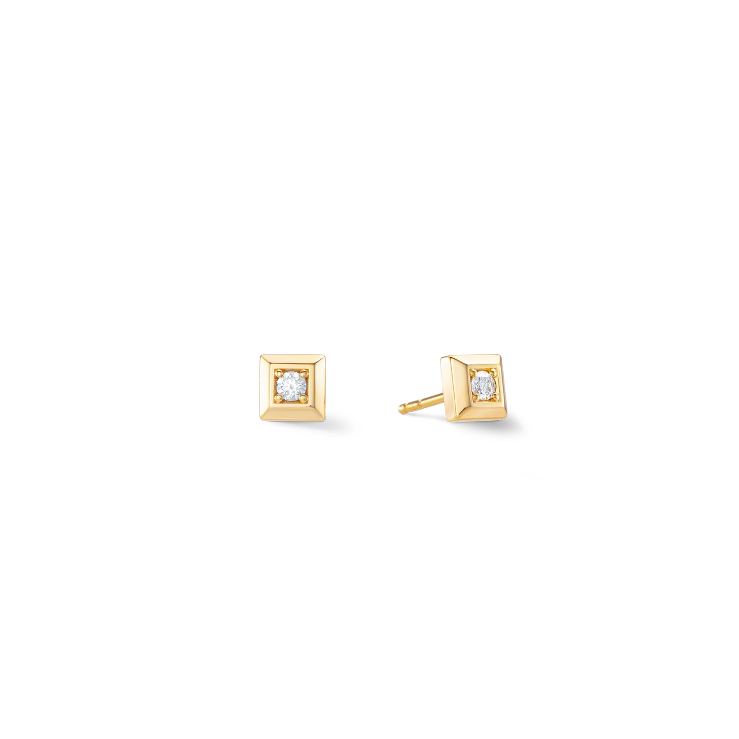 STATEMENT Collection Sparkling Square earrings 6 mm gold