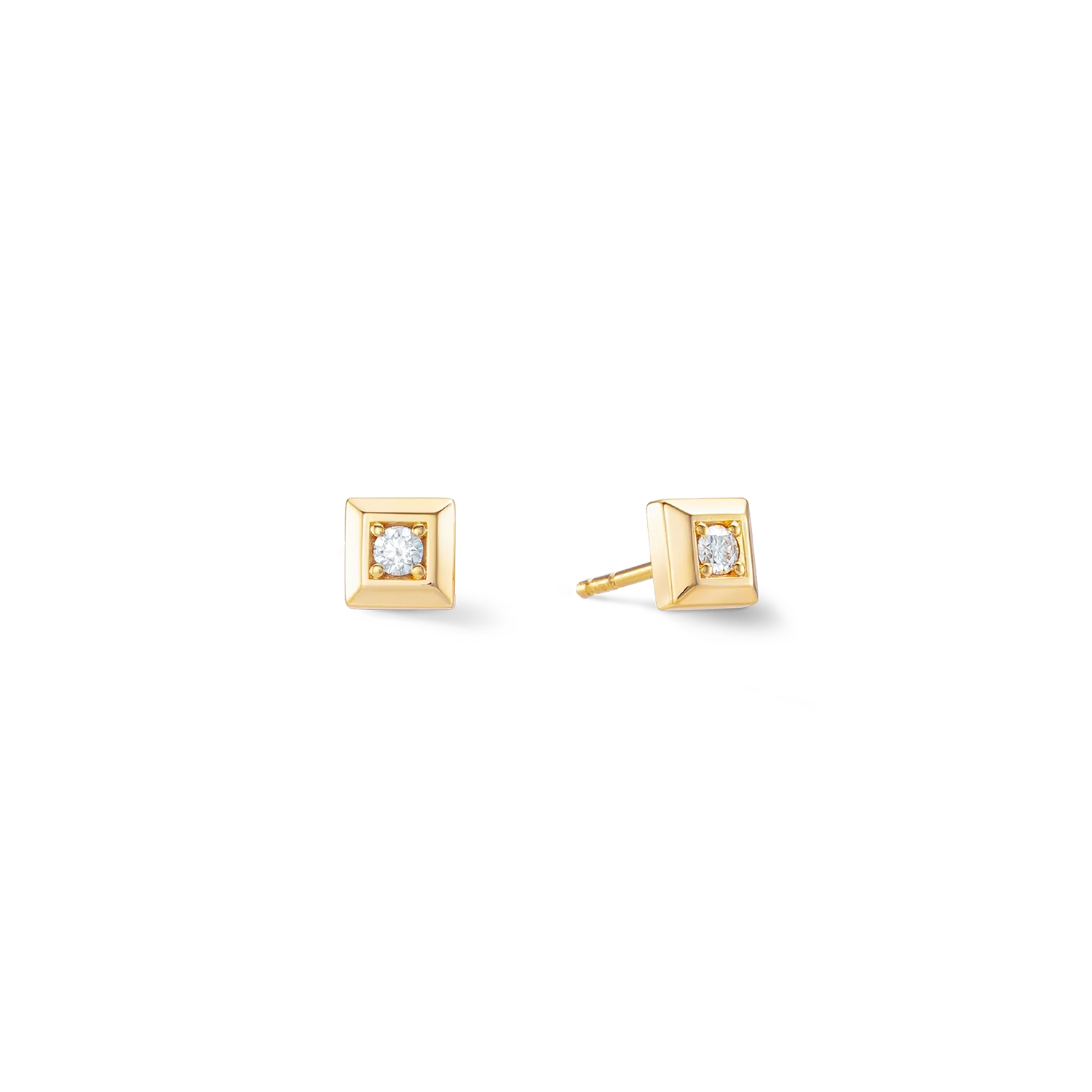 STATEMENT Collection Sparkling Square earrings 6 mm gold - Image 2