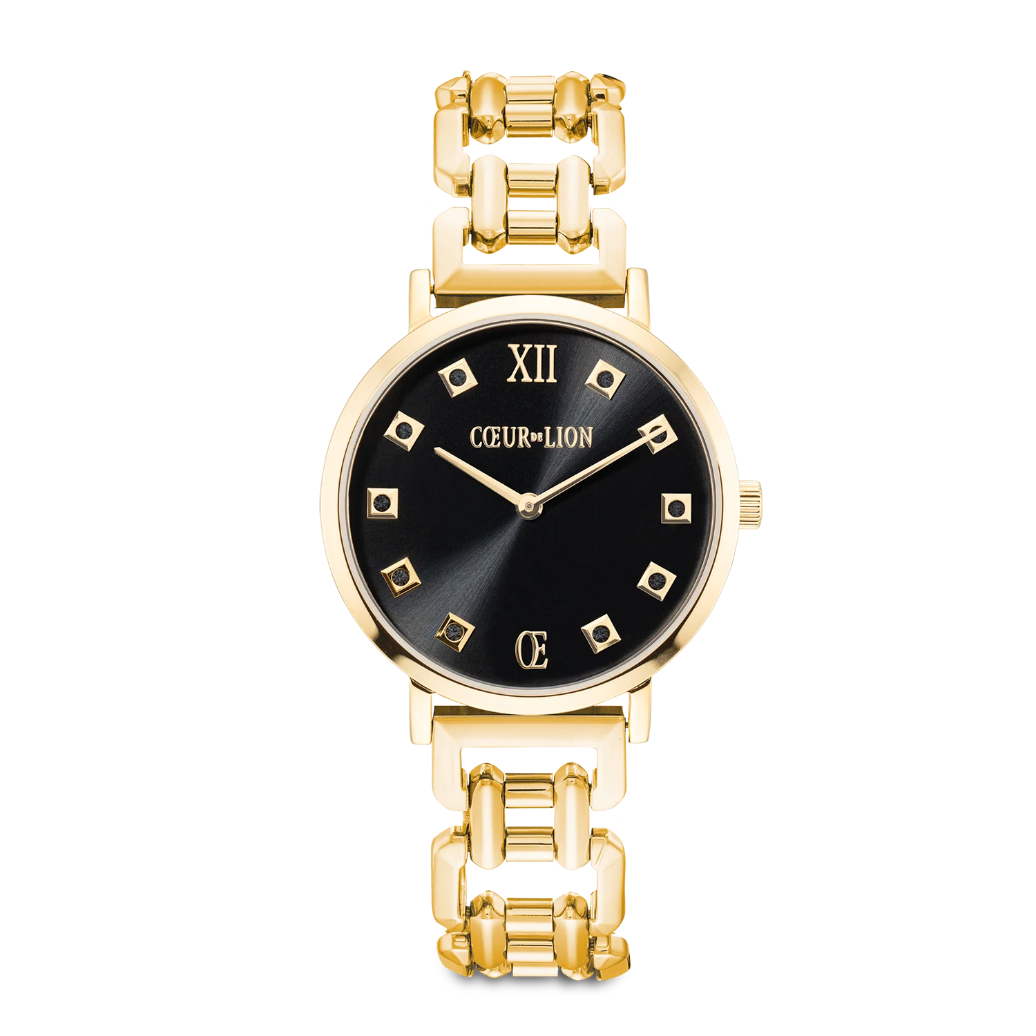 Watch Round Brilliant Glamourous Black Statement Gold