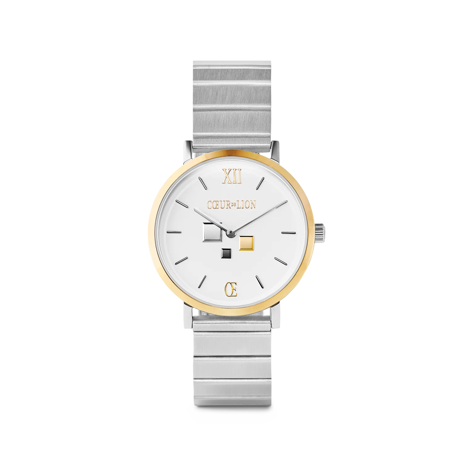 Watch Round Brilliant White Bicolor Stainless Steel Silver